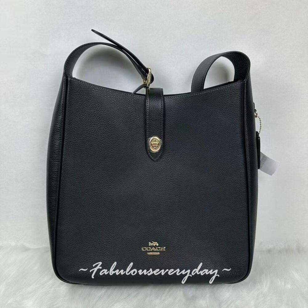 Coach Hadley Large Shoulder Bag In Leather/Gold/Black CCD65 NWT